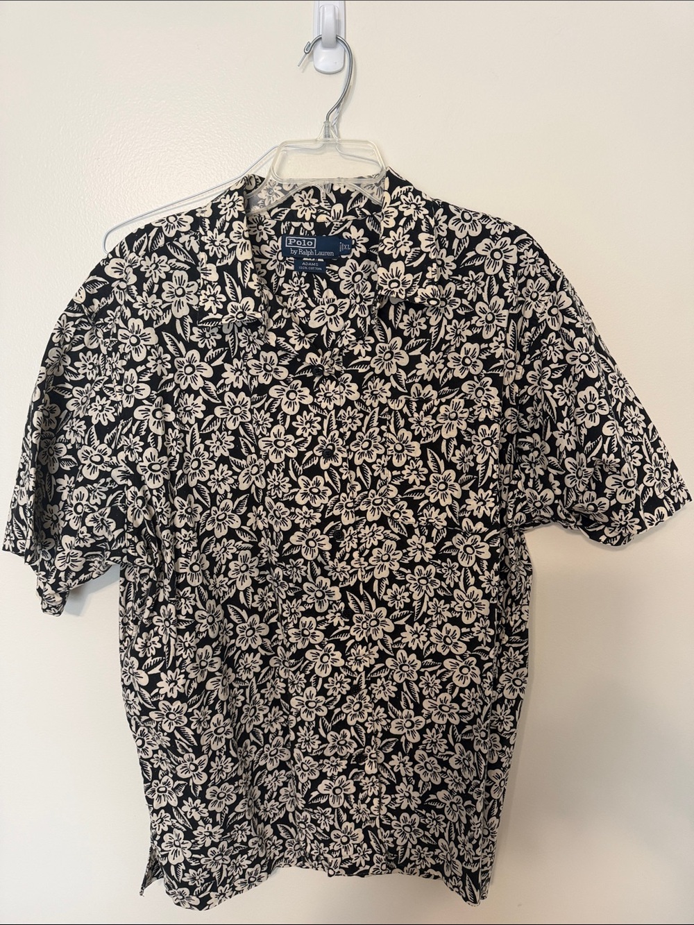 Polo by Ralph Lauren Black and White Floral Short-Sleeve Button-Down Shirt